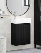 vidaXL Мивка за баня със смесител Черно 455 x 225 x 84 см