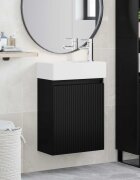 vidaXL Мивка за баня със смесител Черно 455 x 225 x 84 см