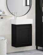 vidaXL Мивка за баня със смесител Черно 455 x 225 x 84 см
