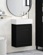 vidaXL Мивка за баня със смесител Черно 455 x 225 x 84 см