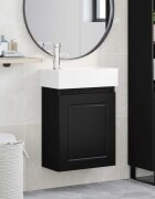 vidaXL Мивка за баня със смесител Черно 455 x 225 x 84 см