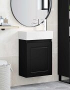vidaXL Мивка за баня със смесител Черно 455 x 225 x 84 см