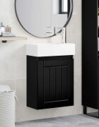 vidaXL Мивка за баня със смесител Черно 455 x 255 x 84 см