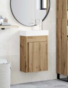 vidaXL Мивка за баня със смесител Дъб артизан 405 x 225 x 62 см