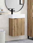 vidaXL Мивка за баня със смесител Дъб артизан 455 x 225 x 84 см