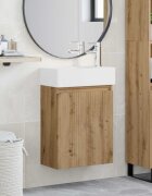 vidaXL Мивка за баня със смесител Дъб артизан 455 x 225 x 84 см