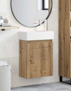 vidaXL Мивка за баня със смесител Дъб артизан 455 x 225 x 84 см