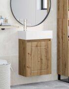 vidaXL Мивка за баня със смесител Дъб артизан 455 x 225 x 84 см