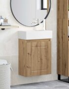 vidaXL Мивка за баня със смесител Дъб артизан 455 x 225 x 84 см