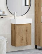 vidaXL Мивка за баня със смесител Дъб артизан 455 x 255 x 84 см