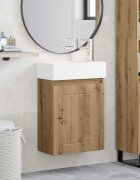 vidaXL Мивка за баня със смесител Дъб артизан 455 x 255 x 84 см