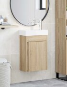 vidaXL Мивка за баня със смесител Дъб сонома 405 x 225 x 62 см