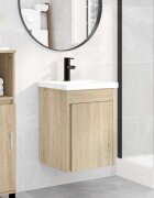 vidaXL Мивка за баня със смесител Дъб сонома 42 x 40 x 745 см