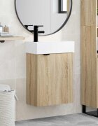 vidaXL Мивка за баня със смесител Дъб сонома 455 x 225 x 84 см