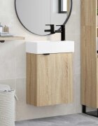 vidaXL Мивка за баня със смесител Дъб сонома 455 x 225 x 84 см