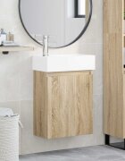 vidaXL Мивка за баня със смесител Дъб сонома 455 x 225 x 84 см