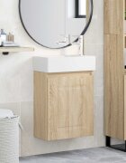 vidaXL Мивка за баня със смесител Дъб сонома 455 x 225 x 84 см
