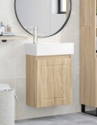 vidaXL Мивка за баня със смесител Дъб сонома 455 x 225 x 84 см