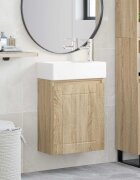 vidaXL Мивка за баня със смесител Дъб сонома 455 x 255 x 84 см
