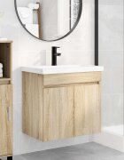 vidaXL Мивка за баня със смесител Дъб сонома 61 x 40 x 745 см