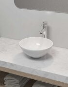 vidaXL Мивка за баня със смесител керамична кръгла бяла