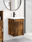 vidaXL Мивка за баня със смесител Опушен дъб 42 x 40 x 745 см