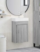 vidaXL Мивка за баня със смесител Сив Сонома 405 x 225 x 62 см