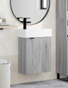 vidaXL Мивка за баня със смесител Сив Сонома 455 x 225 x 84 см
