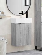 vidaXL Мивка за баня със смесител Сив Сонома 455 x 225 x 84 см