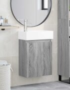 vidaXL Мивка за баня със смесител Сив Сонома 455 x 225 x 84 см