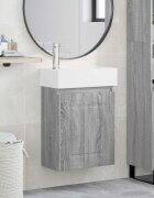 vidaXL Мивка за баня със смесител Сив Сонома 455 x 225 x 84 см