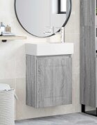 vidaXL Мивка за баня със смесител Сив Сонома 455 x 225 x 84 см