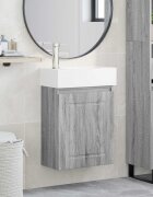 vidaXL Мивка за баня със смесител Сив Сонома 455 x 225 x 84 см