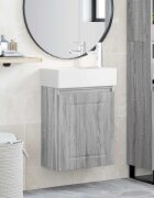 vidaXL Мивка за баня със смесител Сив Сонома 455 x 225 x 84 см