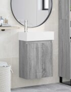 vidaXL Мивка за баня със смесител Сив Сонома 455 x 255 x 84 см