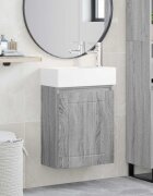 vidaXL Мивка за баня със смесител Сив Сонома 455 x 255 x 84 см