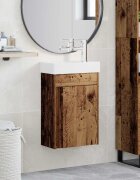 vidaXL Мивка за баня със смесител Старо дърво 405 x 225 x 62 см