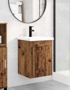 vidaXL Мивка за баня със смесител Старо дърво 42 x 40 x 745 см