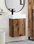 vidaXL Мивка за баня със смесител Старо дърво 455 x 225 x 84 см