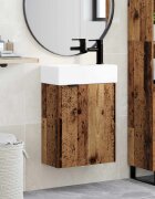 vidaXL Мивка за баня със смесител Старо дърво 455 x 225 x 84 см