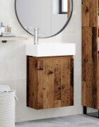 vidaXL Мивка за баня със смесител Старо дърво 455 x 225 x 84 см
