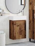 vidaXL Мивка за баня със смесител Старо дърво 455 x 225 x 84 см