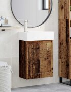vidaXL Мивка за баня със смесител Старо дърво 455 x 225 x 84 см
