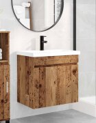 vidaXL Мивка за баня със смесител Старо дърво 61 x 40 x 745 см