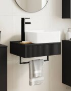 vidaXL Мивка за измиване монтирана на стена Черно 50 x 41 x 39 см
