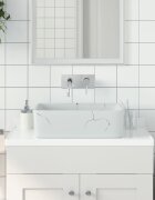 vidaXL Мивка за плот бяла правоъгълна 46x355x13 см керамика
