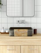 vidaXL Мивка за плот черен и кафяв правоъгълна 46x355x13 см керамика
