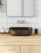 vidaXL Мивка за плот черна правоъгълна 48x375x135 см керамика