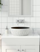 vidaXL Мивка за плот черно и сиво кръгла Φ41x14 см керамика