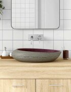 vidaXL Мивка за плот лилаво и сиво овална 59x40x14 см керамика